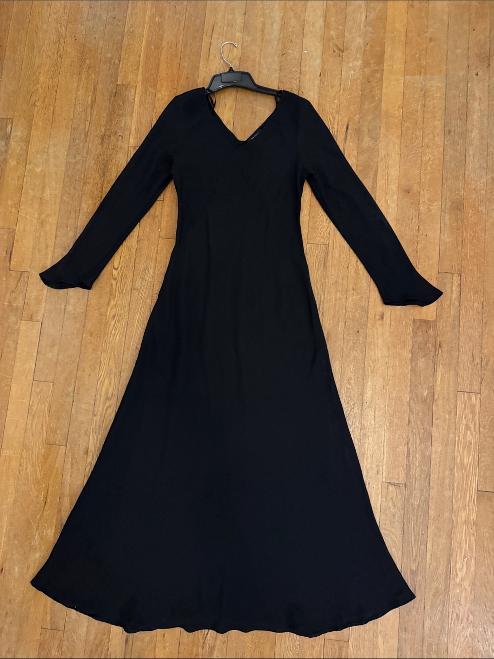J. Peterman Black Women's Long Sleeve double V-Neck dress